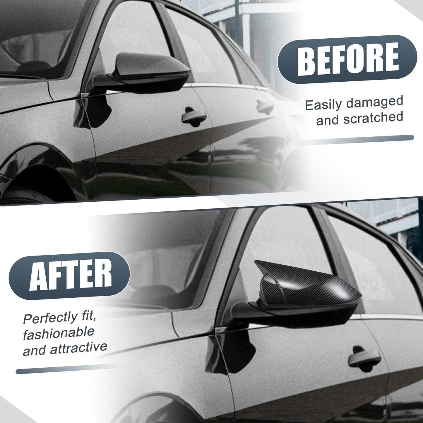 Rearview Mirror Cover Overlay Carbon Fiber for Hyundai Elantra (2017-2023)