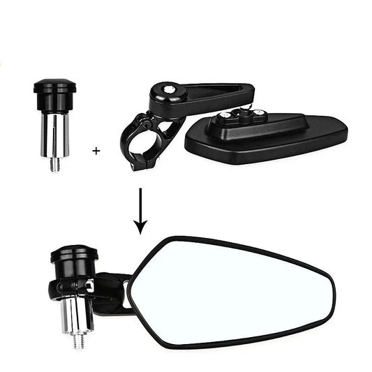 Black 7/8" Bar End Rear Side View Mirrors for Universal Motorcycle Cafe Racer