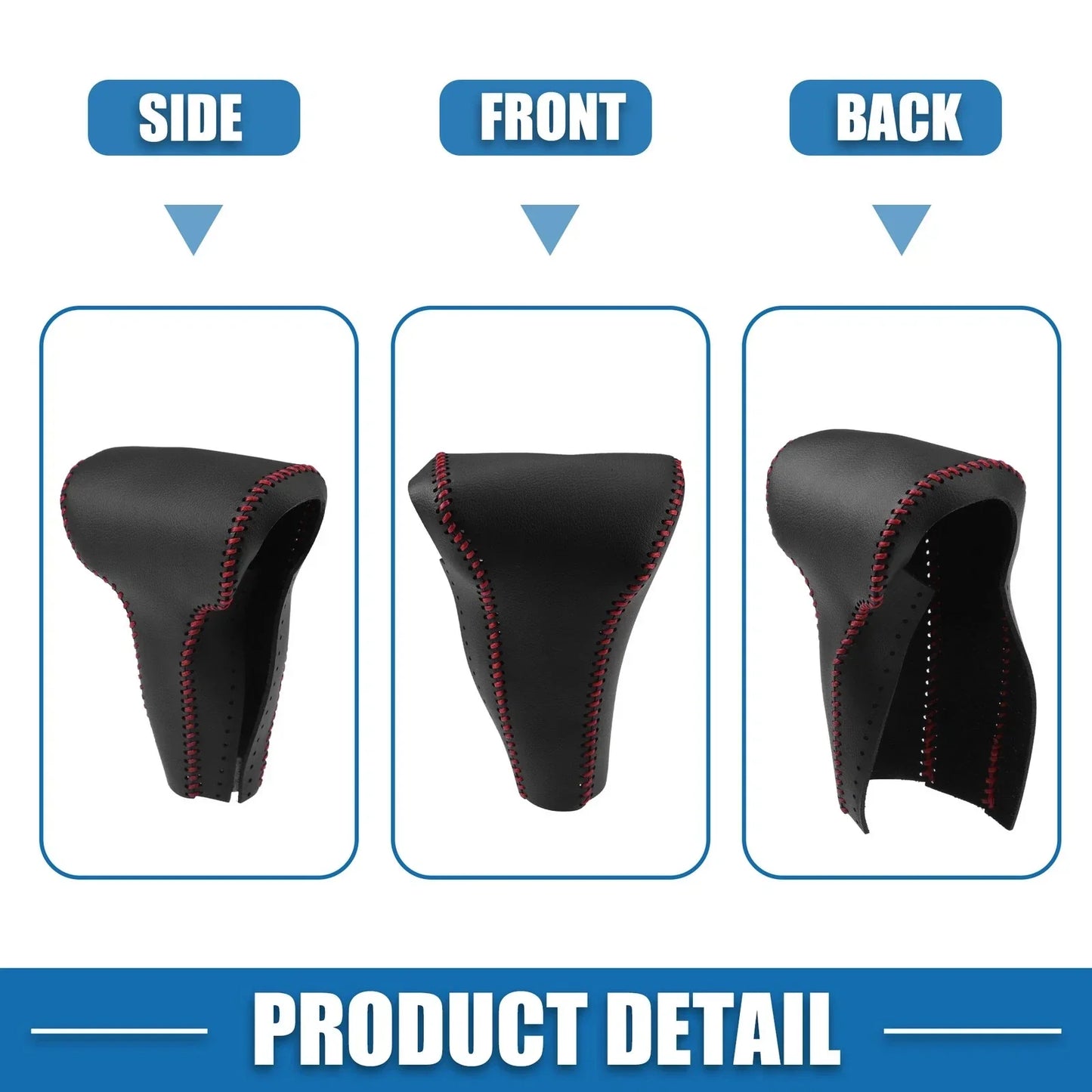 Gear Shift Head Knob Cover for Honda CR-V 2017 Faux Leather Black Red Stitch