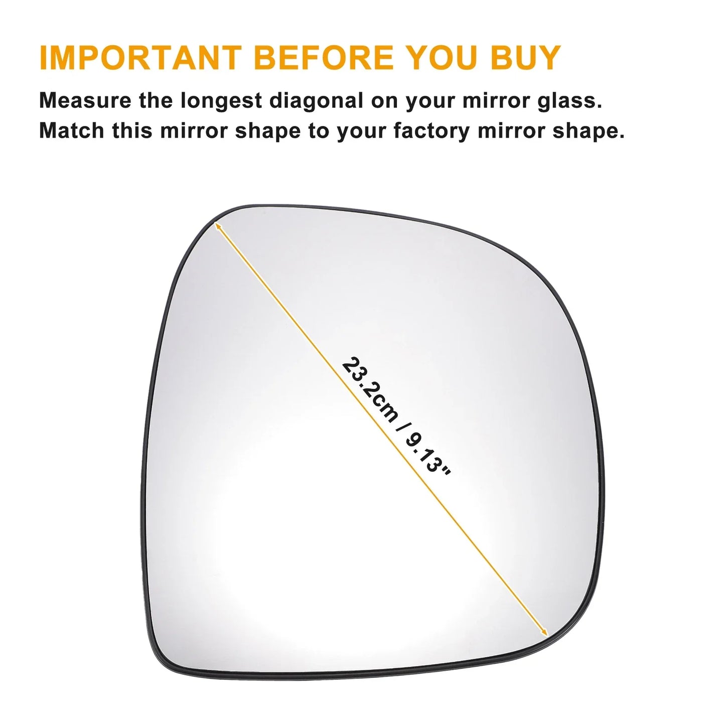 Right Side White Mirror Glass for Mercedes VITO (2003-2010)