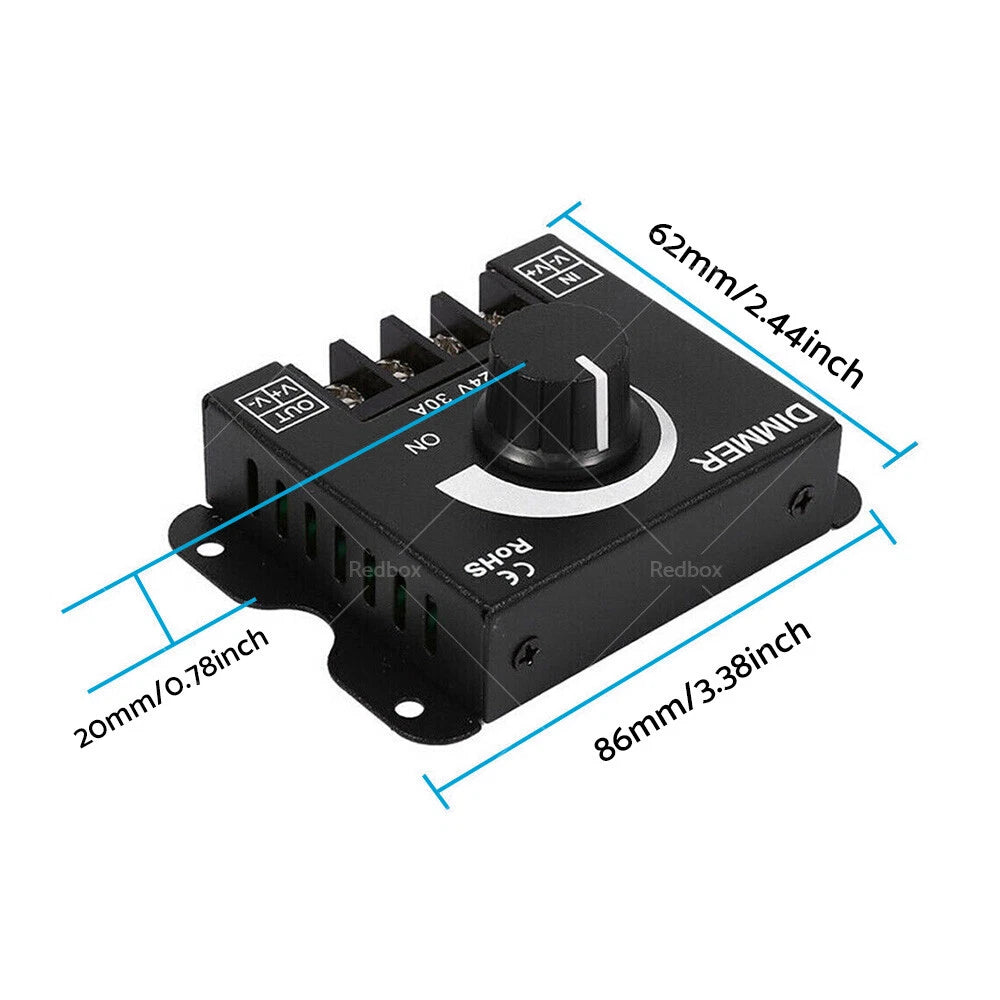12V-24V Metal LED Strip Light Dimmer Controller for Various Models (N/A)