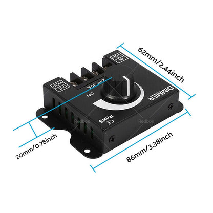 12V-24V Metal LED Strip Light Dimmer Controller for Various Models (N/A)