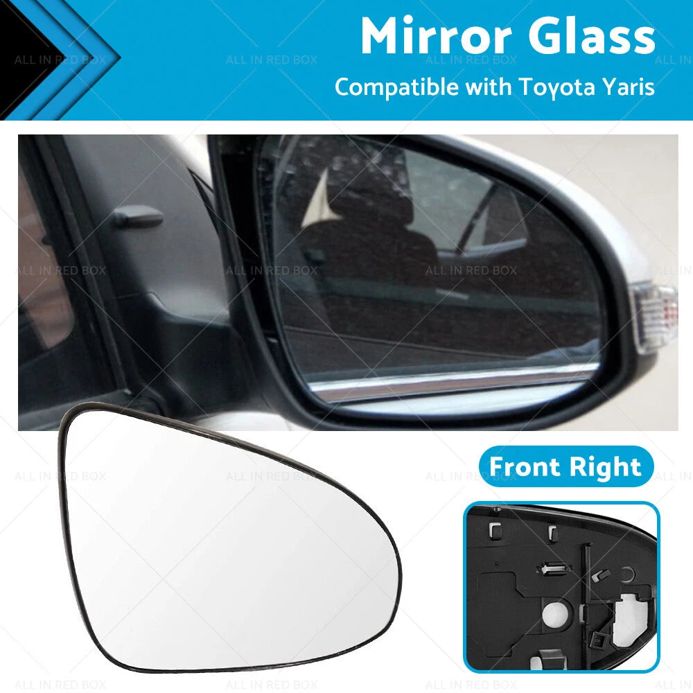 Right Side Mirror Glass with Back Plate for Toyota Yaris (2012-2019)