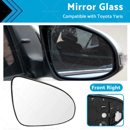 Right Side Mirror Glass with Back Plate for Toyota Yaris (2012-2019)