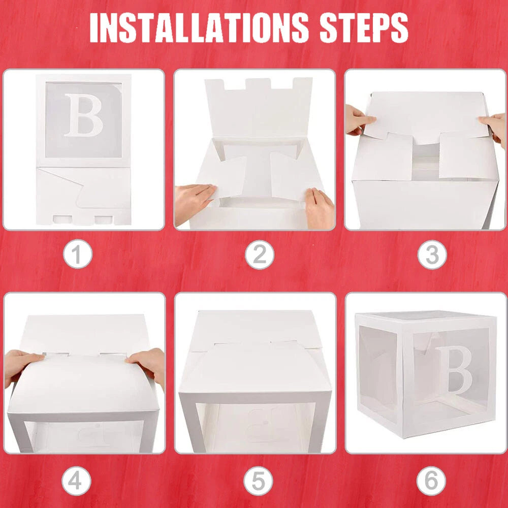 Clear Balloon Box Cube for Birthday Baby Shower Party Gift Decor