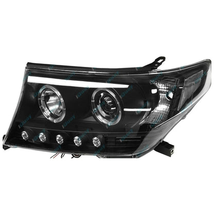 Angel-eye Projector LED BLACK Headlights for Toyota Landcruiser 200 07-15