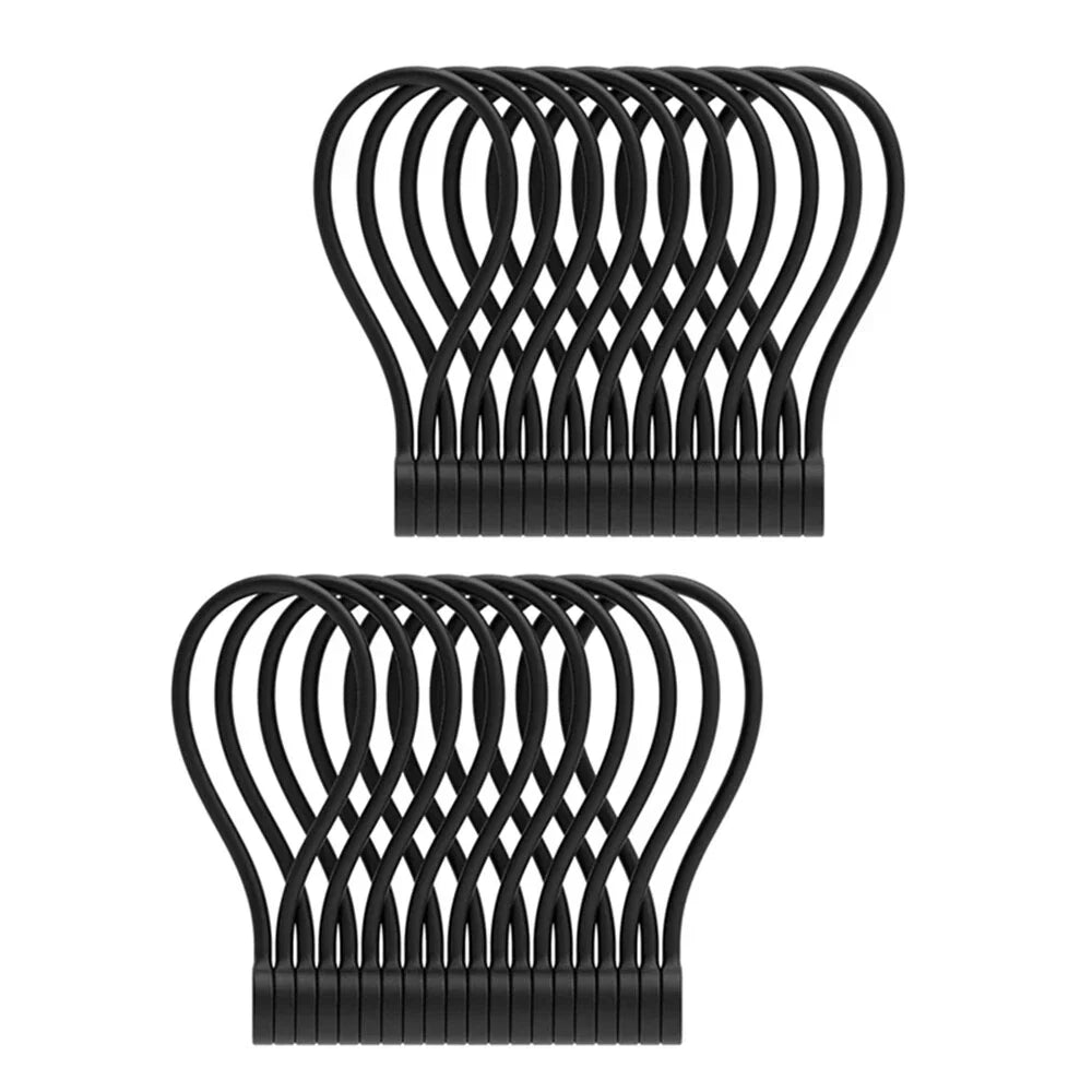20 x Reusable Silicone Magnetic Cable Ties for Organizing - Black