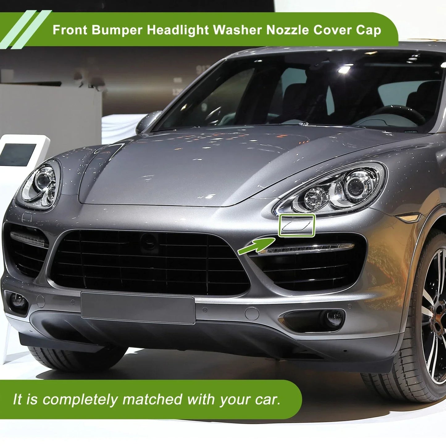 Washer Nozzle Cover Cap for Porsche Cayenne (2003-2010) Silver Tone