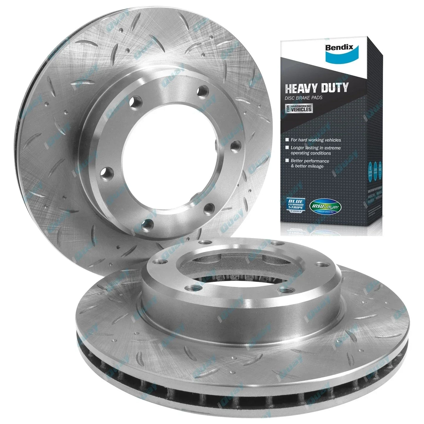 Front Slotted+Drilled Rotors & HD Pads for 80 Series Landcruiser 1990~92