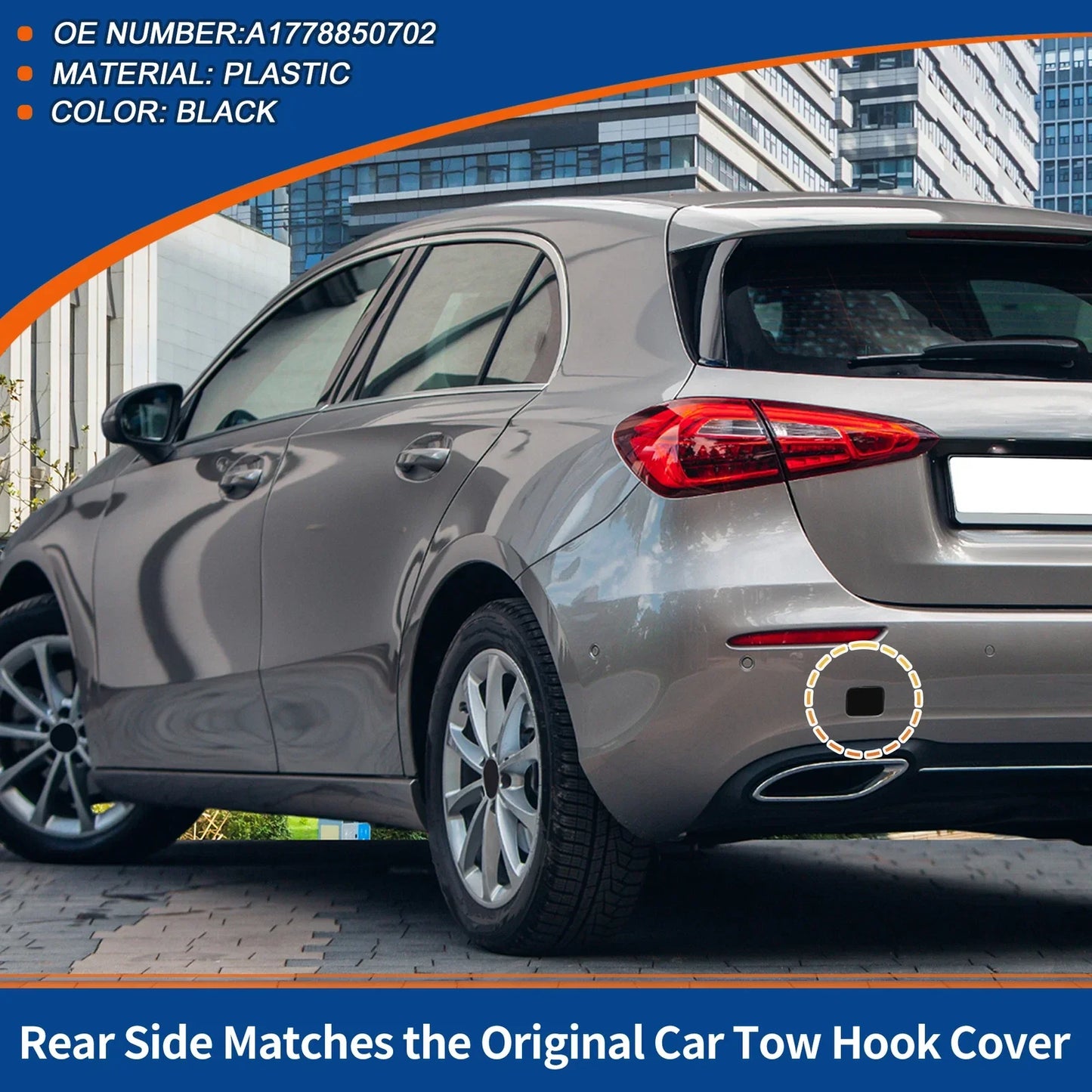 Rear Tow Hook Cover for Mercedes-Benz A W177 (2019-2023) Black