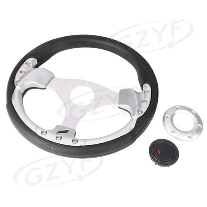 13" Racing Steering Wheel Leather PVC w/ Horn Button for Universal Car
