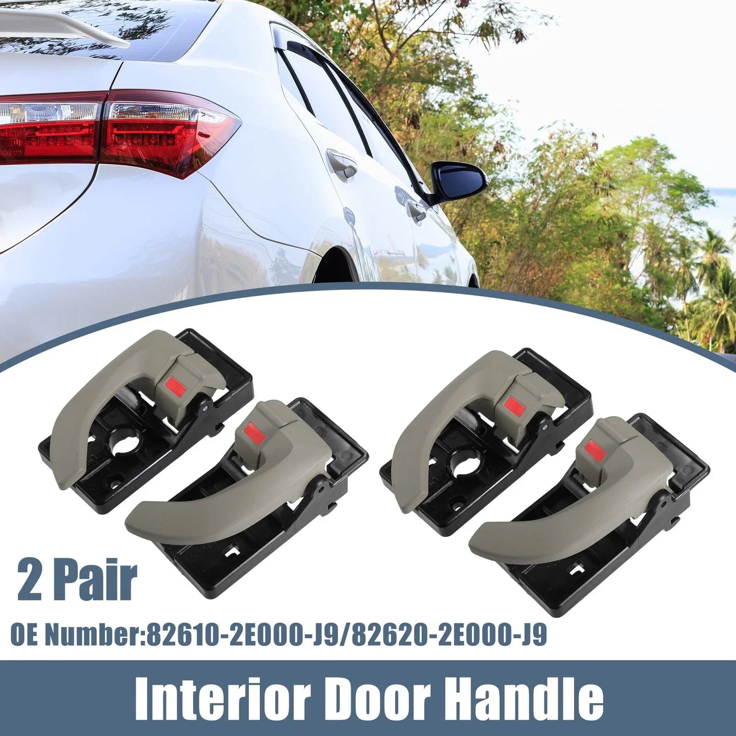 2 x Interior Door Handles for Hyundai Tucson (2005-2009) Black Beige