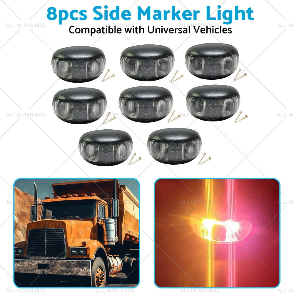 8pcs 2 LED Clearance Lights Side Marker Lamps for Trailer Truck 12V 24V