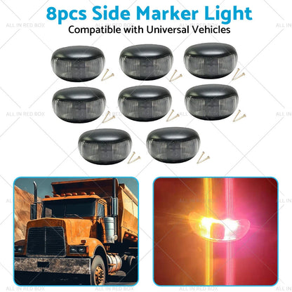 8pcs 2 LED Clearance Lights Side Marker Lamps for Trailer Truck 12V 24V