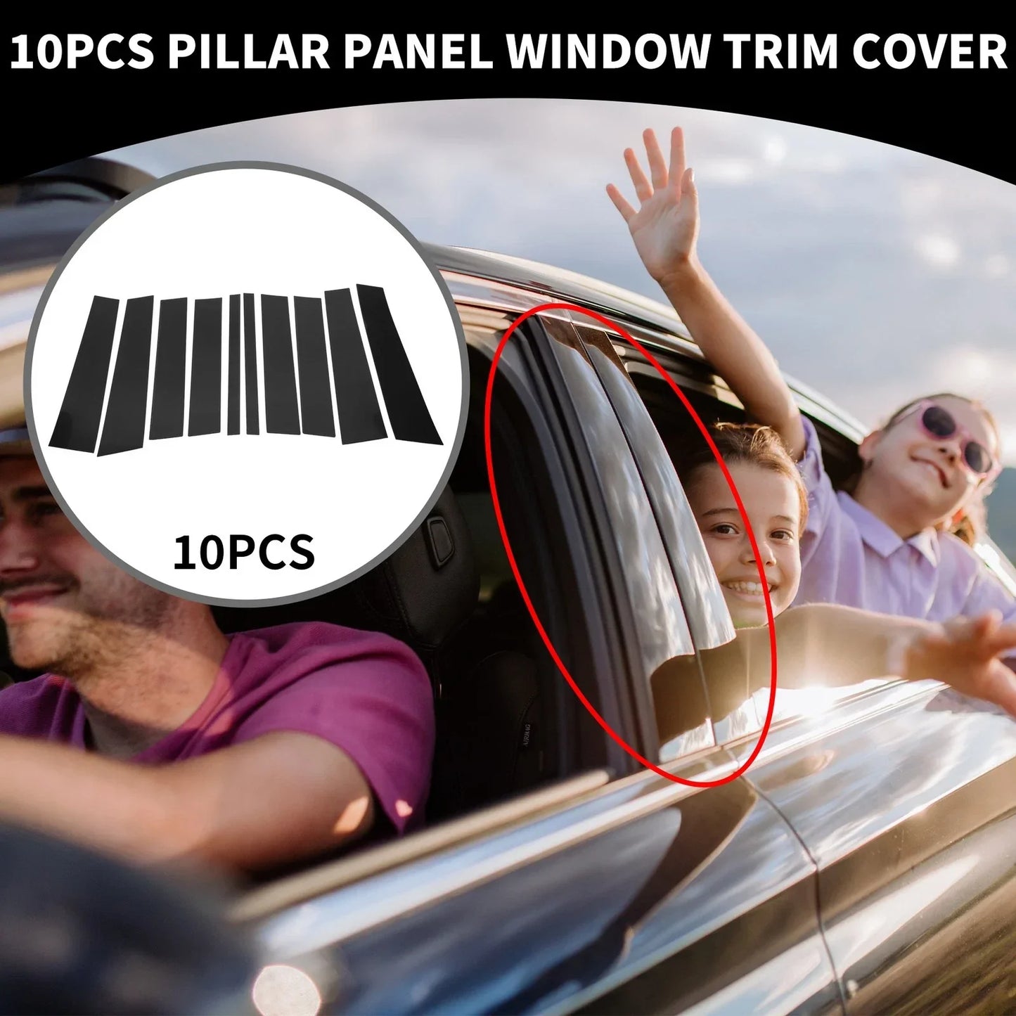 10 x Car Pillar Window Trim Covers for Mercedes Benz GL-Class (2008-2012)