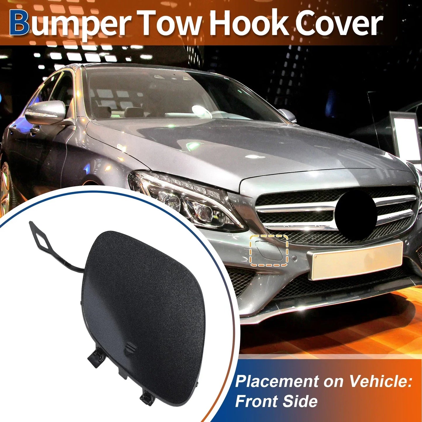 Front Bumper Tow Hook Cover for Mercedes-Benz C350e 2016-2018 Tenorite Grey