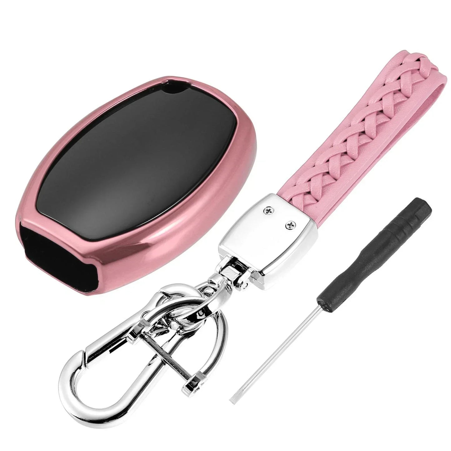 Key Fob Cover Case with Keychain Pink for Mercedes Benz C E S M CLS