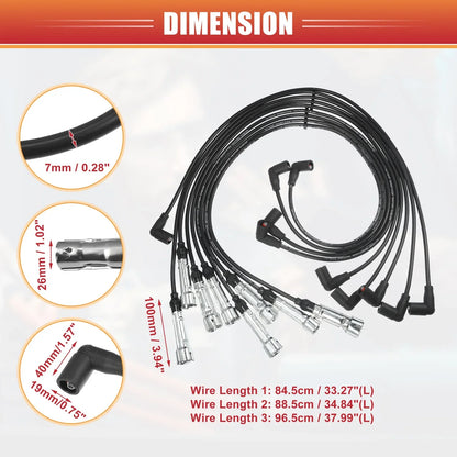 9 x Spark Plug Wire Ignition Coil Cables for Mercedes-Benz 380 (1982-1985)