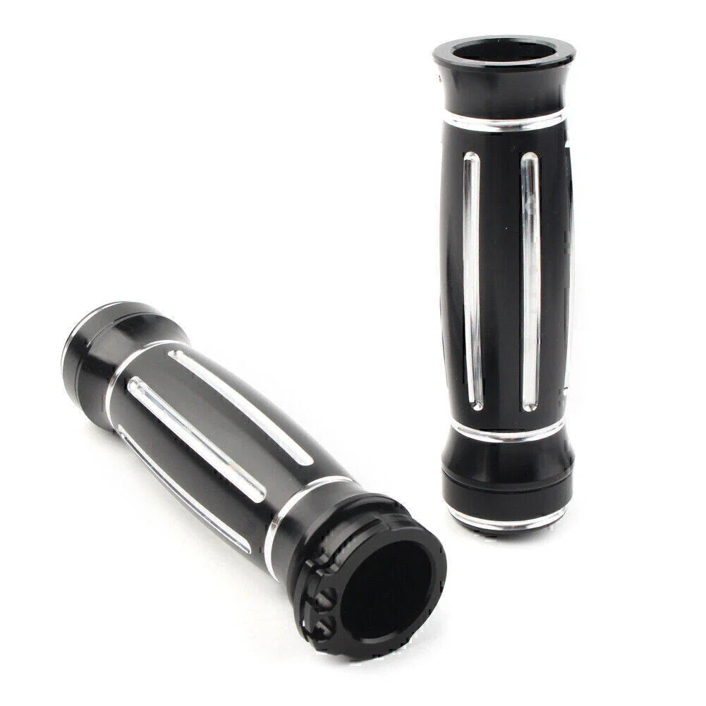 Black CNC Billet Aluminum 1" Handlebar Grips for Harley Touring