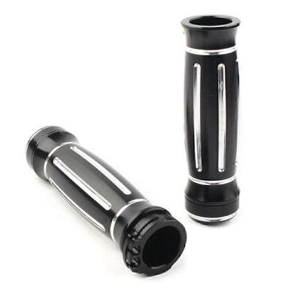 Black CNC Billet Aluminum 1" Handlebar Grips for Harley Touring