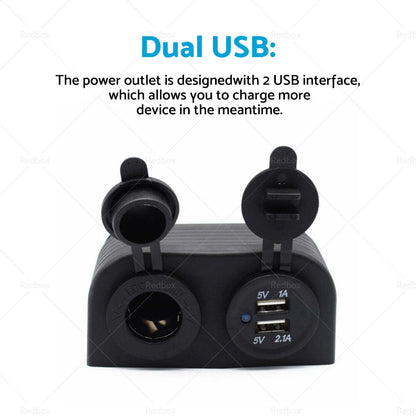 12V Dual USB Port Charger Socket Mount Panel Adapter for Car Boat Caravan