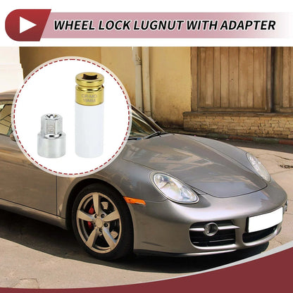 Set of 2 Wheel Lock Lug Nuts with 14 Teeth Anti-theft Key for Porsche Cayenne