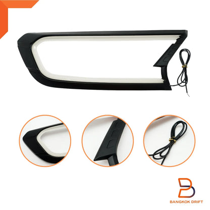 Matte Black LED Headlight Lamp Cover Trim for Ford Ranger Ute T6, Everest (15-21)