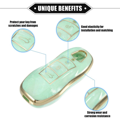 3 x Button Smart Key Fob Case Cover for Porsche Cayenne (2011-2018) TPU Green
