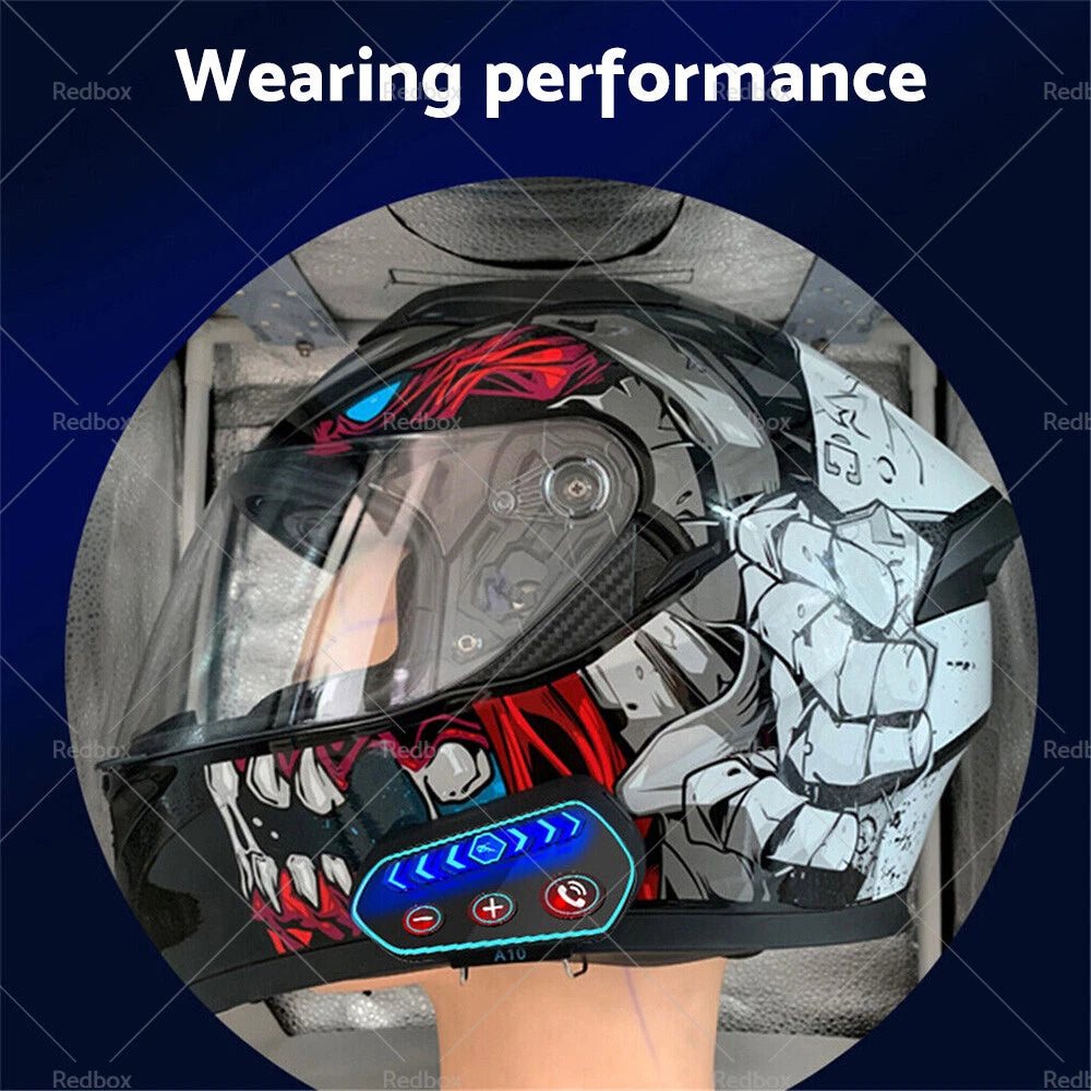 Wireless Motorcycle Helmet Headset Intercom Bluetooth 5.0 for Motorbike
