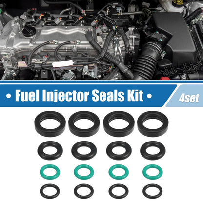 Fuel Injector O-Rings Seals for Honda Accord Civic (1988-2002) - 4 x Rubber Black