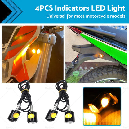 4PCS 12V Mini Amber LED Turn Signal Lights for Motorcycle