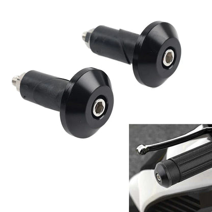 7/8'' 1'' Motorcycle Handlebar Grips & End Cap Plug - Black