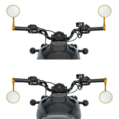 Gold Round Bar End Rearview Mirrors for Harley Sportster S (2021-2025)