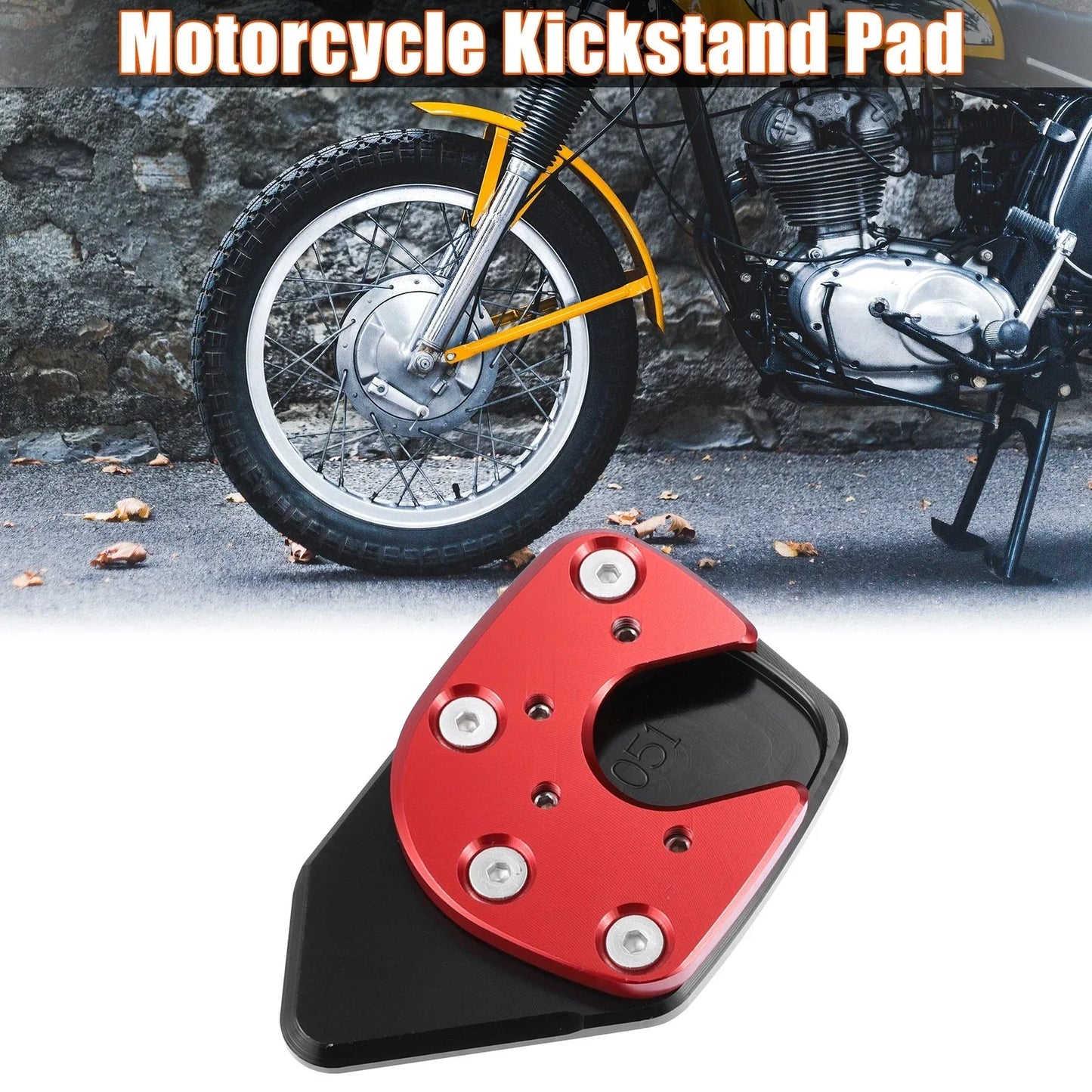 Kickstand Extension Pad for Honda Motorcycles - Black Red