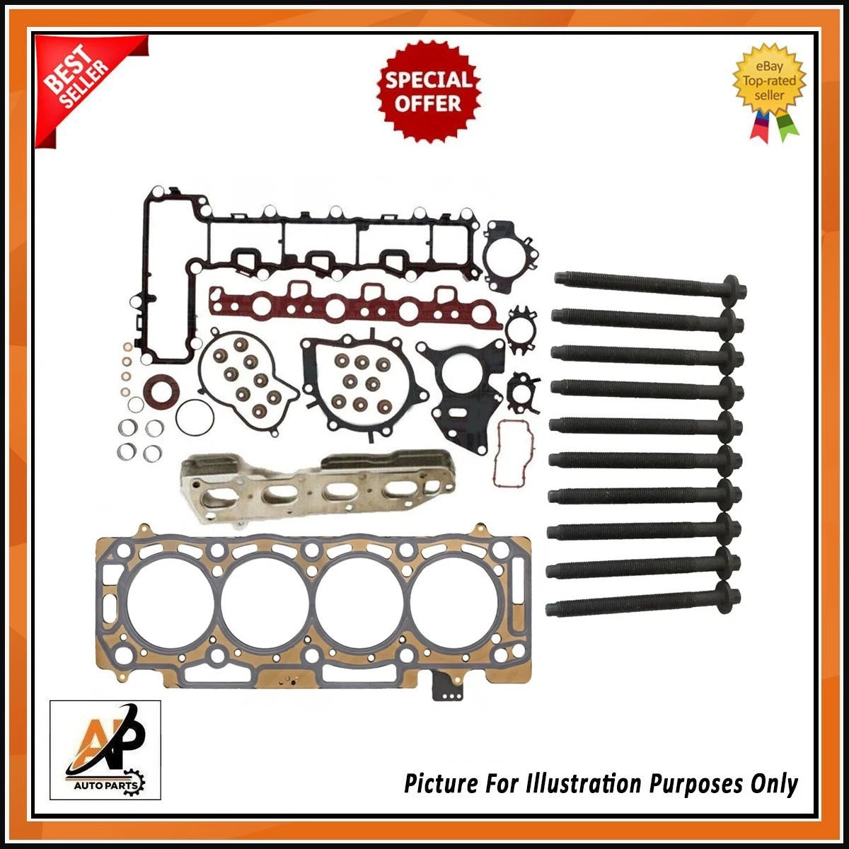 Cylinder Head Gasket Set with Bolts Replacement for Peugeot Boxer (2014–2023)