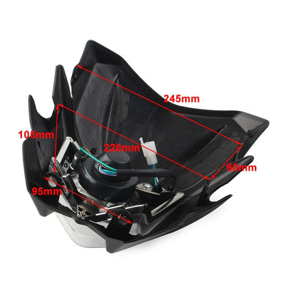 Headlight Lamp Fairing Hi/Lo for Universal Fit Street Fighter Dirt Bike Black