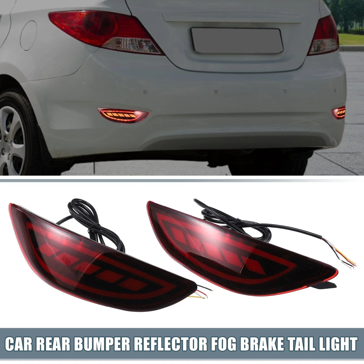 Rear Bumper Reflector LED Fog Brake Turn Signal Light for Hyundai Accent (2012-2017)