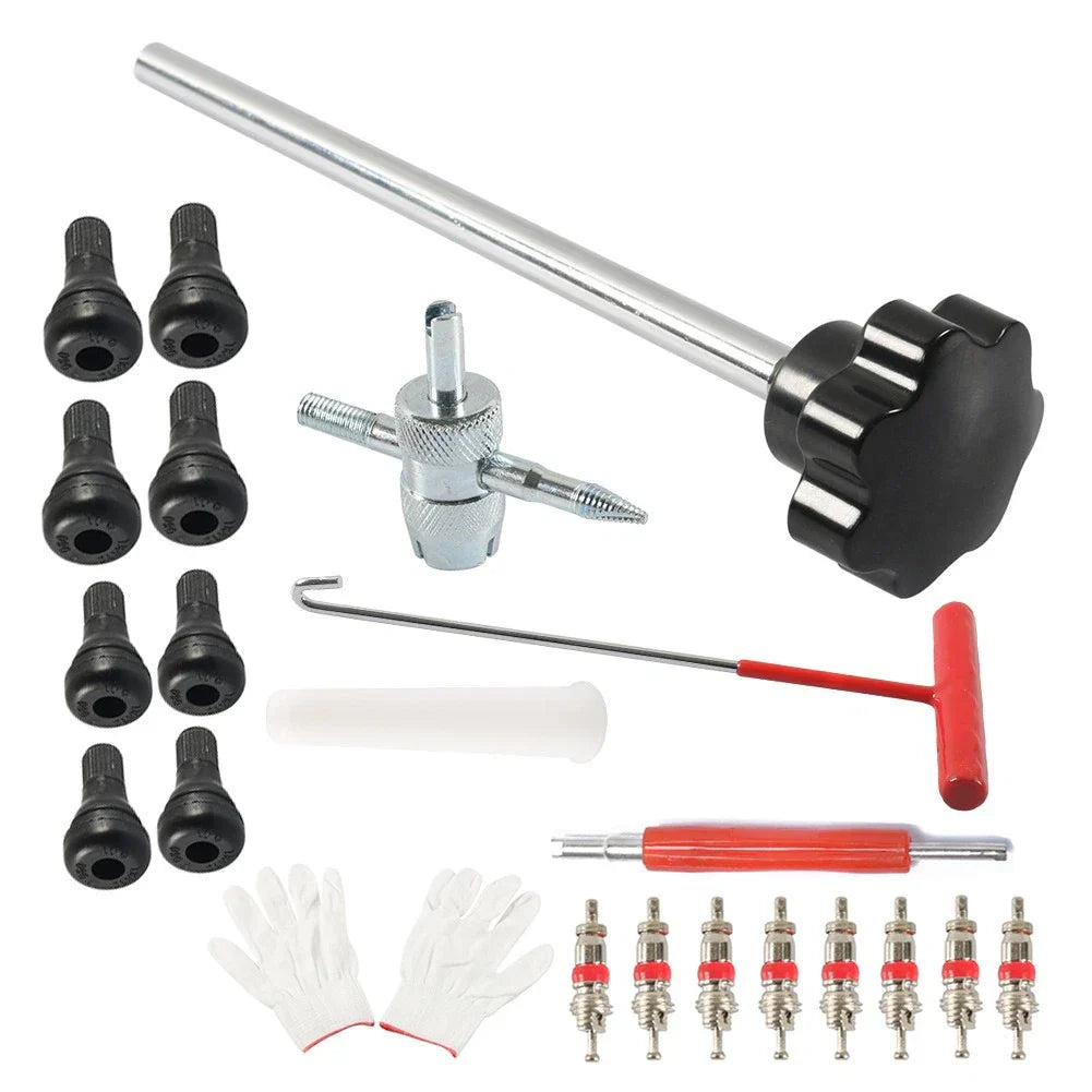 Tire Valve Core Tool Kit - Quick Change with Black Handle for Cars