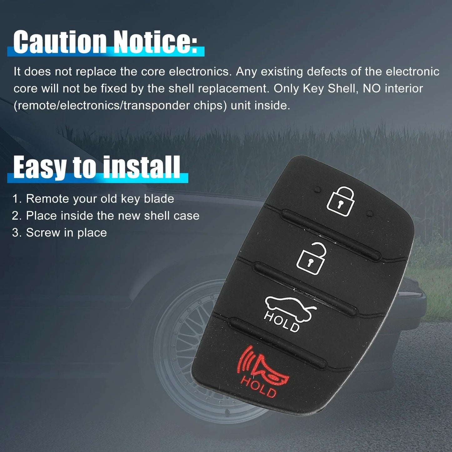 4 Button Car Remote Fob Case Cover for Hyundai