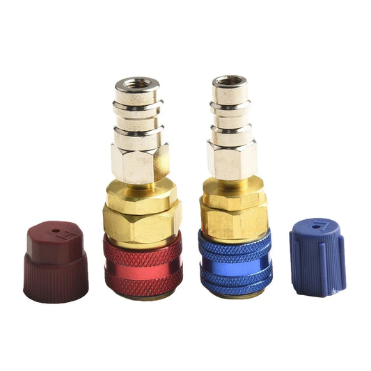 2x Replace Car A/C Air Condition Low/High R134 Quick Coupler Extension Adapters