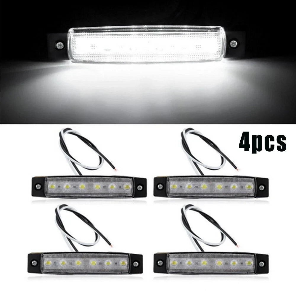 4x Super-Bright Marine Grade 12V Waterproof White 6 LED Lights