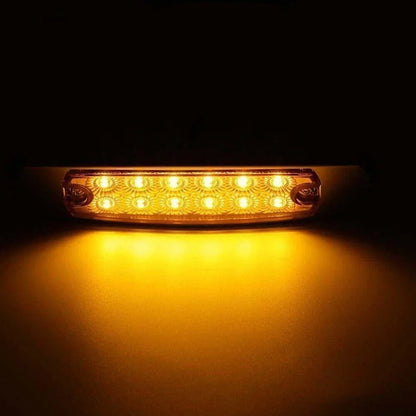 12 LED Sealed Side Marker Clearance Light for Trailer - Yellow Amber