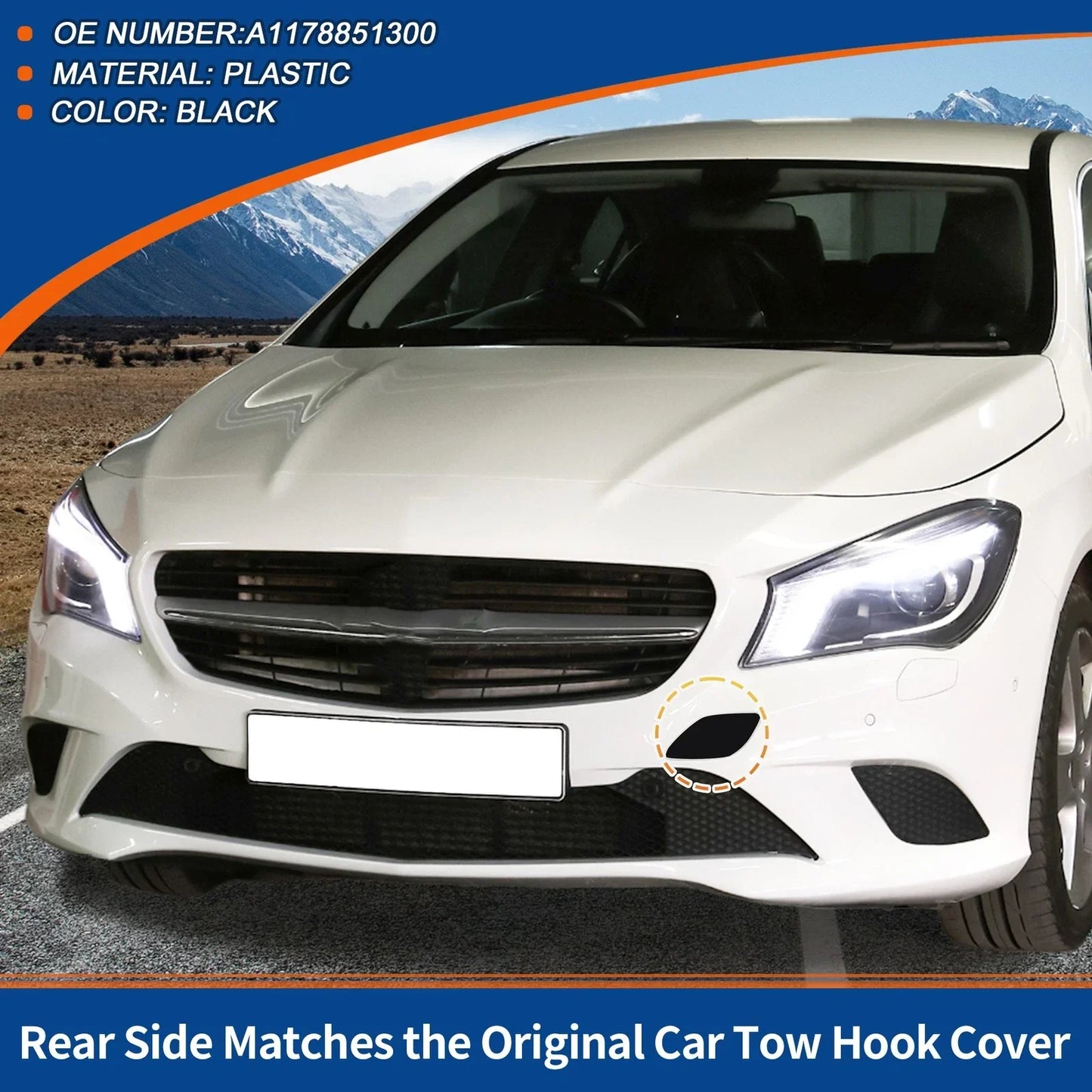 Front Bumper Tow Hook Cover for Mercedes-Benz CLA W117 (2014-2019) Black