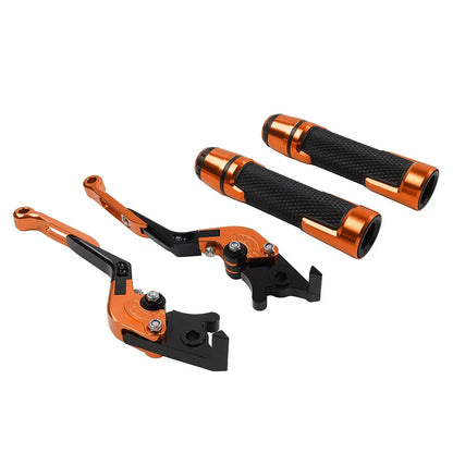 Orange Extendable Brake Clutch Levers & Handlebar Grips for Aprilia Tuono V4