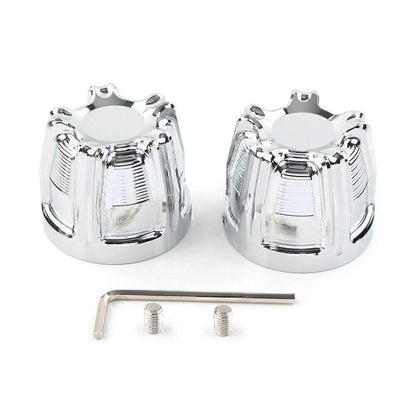 Chrome Front Cut Axle Nut Cap Covers for Harley Softail Touring Street Glide