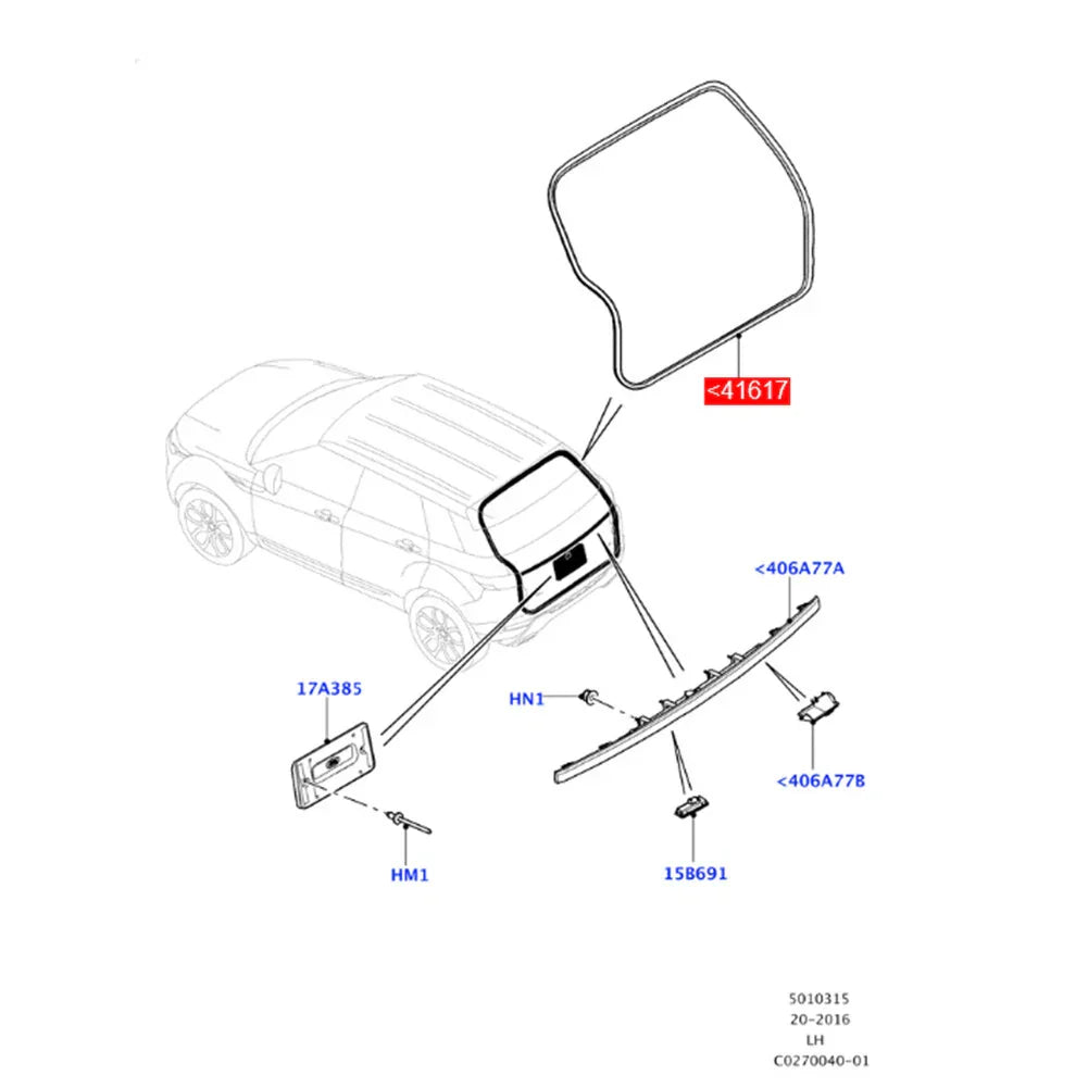 Tailgate Weatherstrip Seal for Land Rover Range Rover Evoque 2012-2019