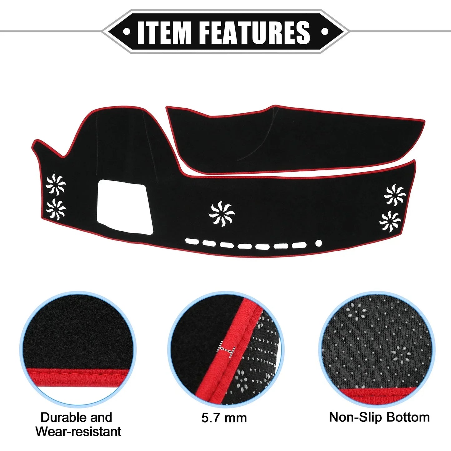 Dashboard Cover Mat Pad for Lexus RX 5th Gen ALA10 (2020-2023) Black Red