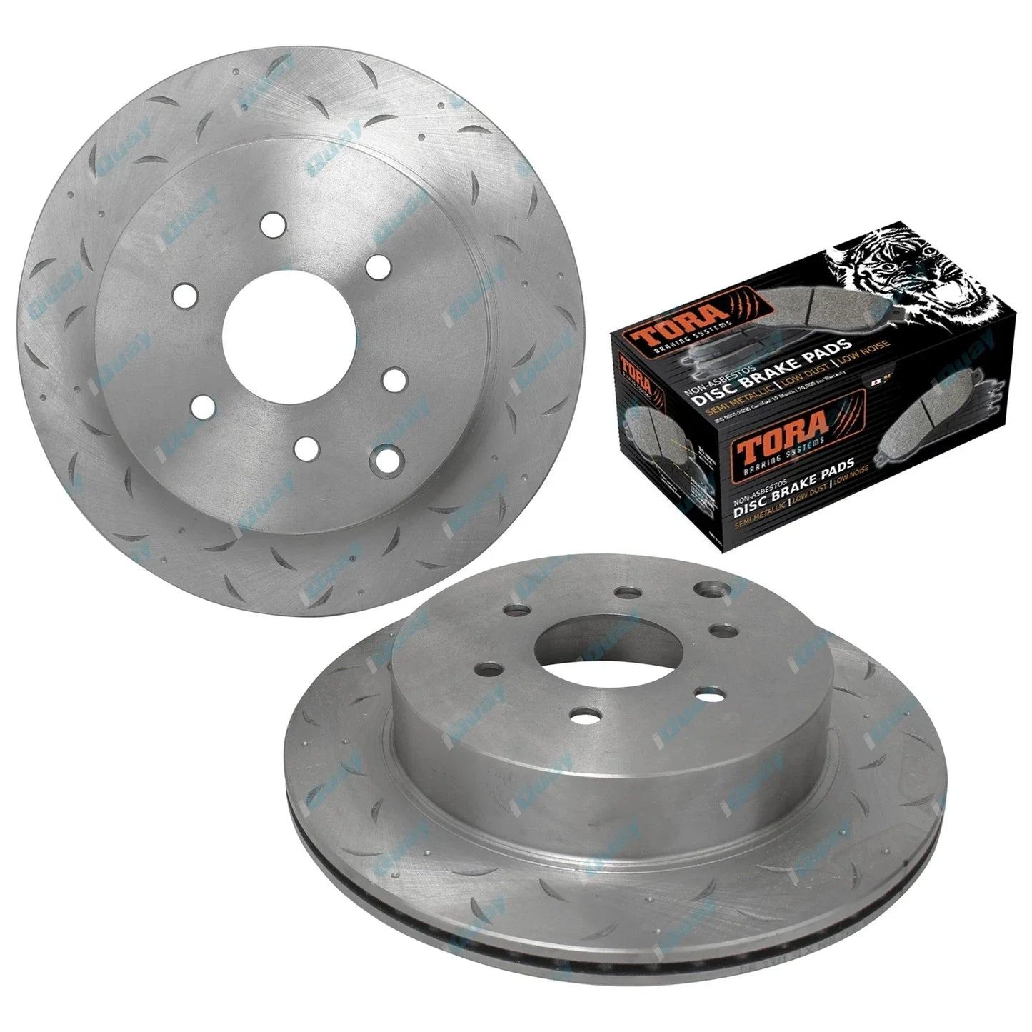 Rear Dimple Drilled + Slotted Disc Brake Rotors + Pads for Pathfinder R51 05~13
