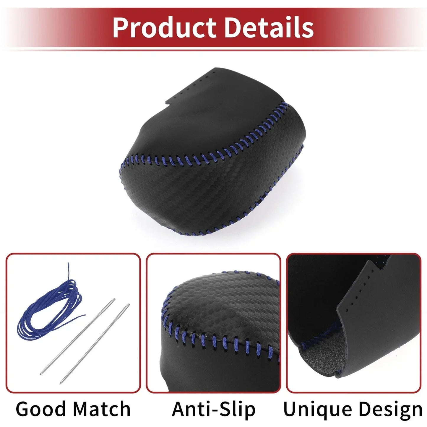 Car Gear Shift Knob Cover for Honda HR-V 2023-2024 Black Carbon Fiber Blue