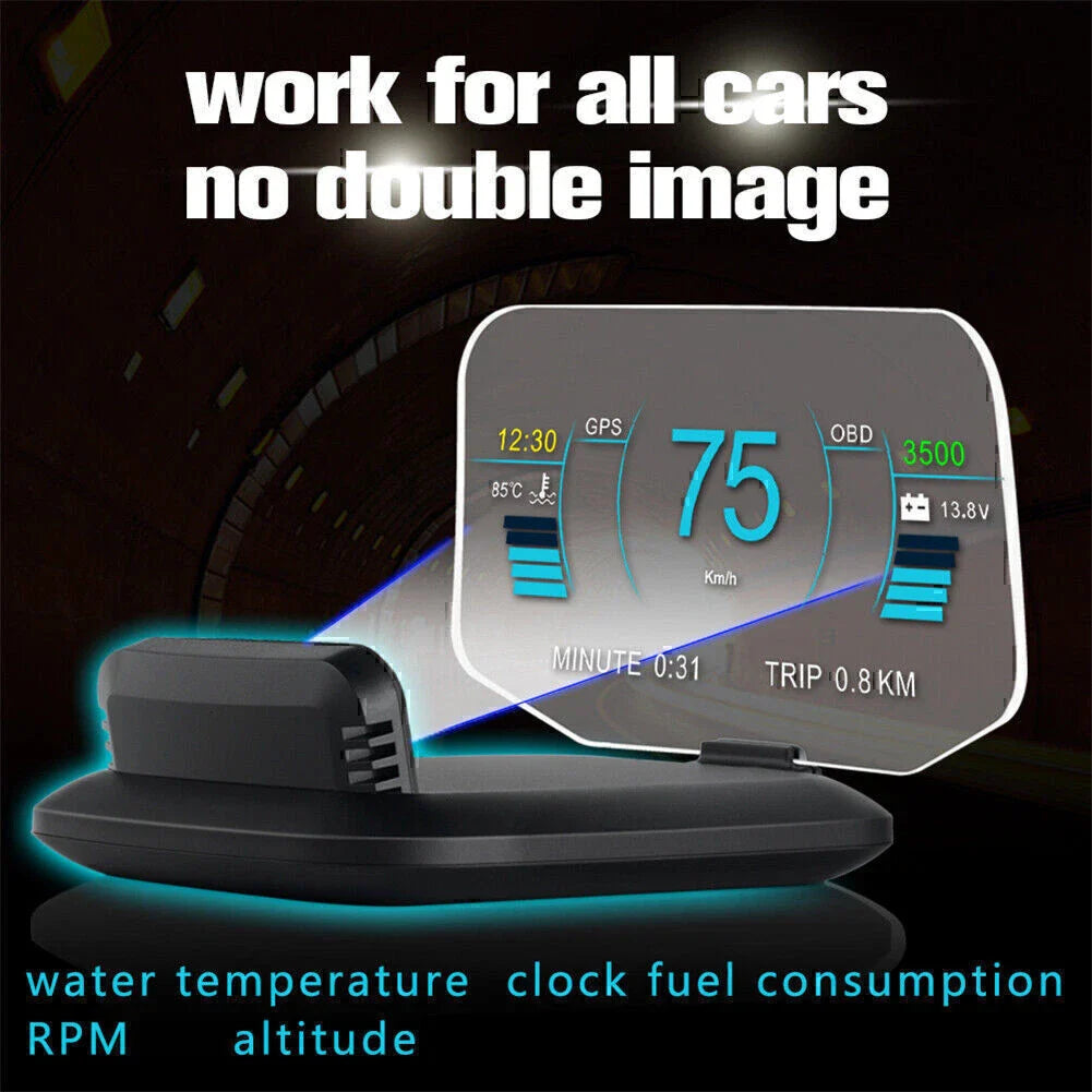 Head Up Display C1 Speed RPM Voltage Warning HUD OBD2 GPS for Car Projector